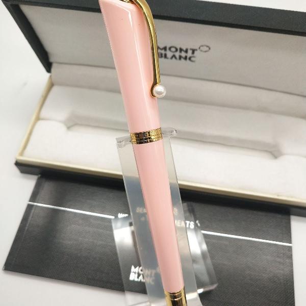 caneta mont blanc rosa com dourado