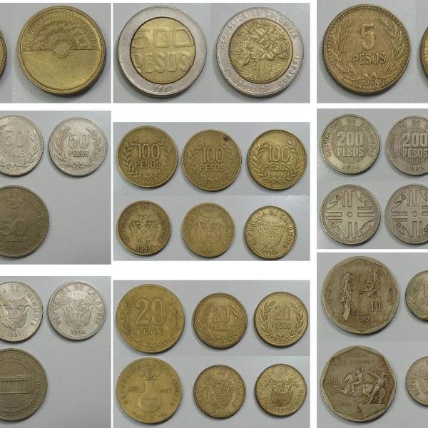 coleção de moedas antigas da colômbia - peso colombiano