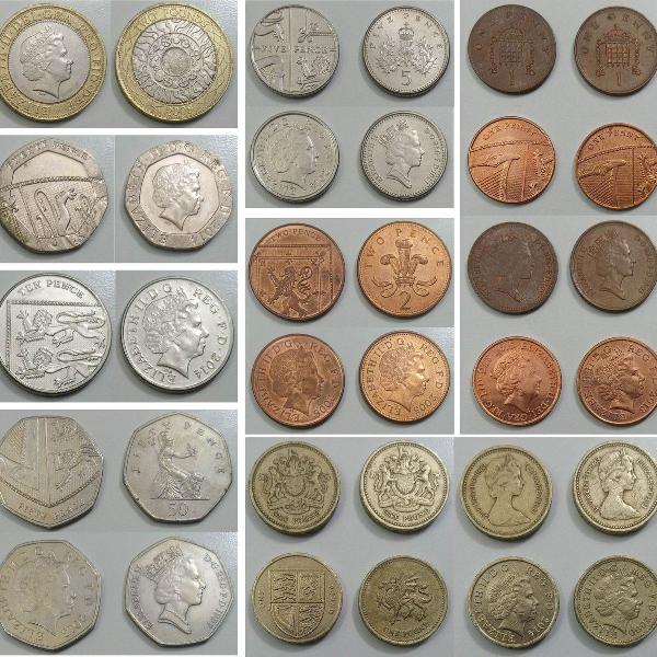 coleção de moedas antigas da inglaterra - libra esterlina