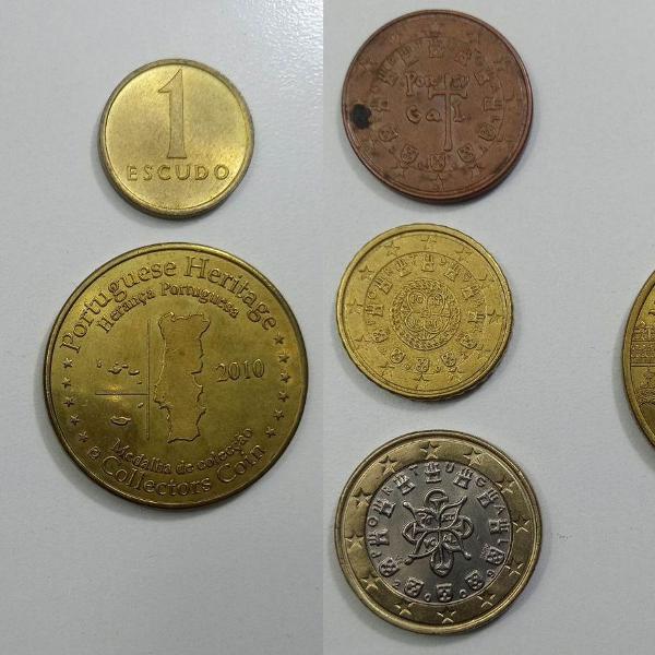 coleção de moedas antigas de portugal - escudo e euro