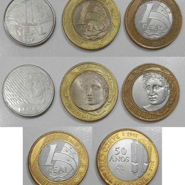 coleção moedas 1 real brasil - 1994 / 1998 / 2008 / 2015