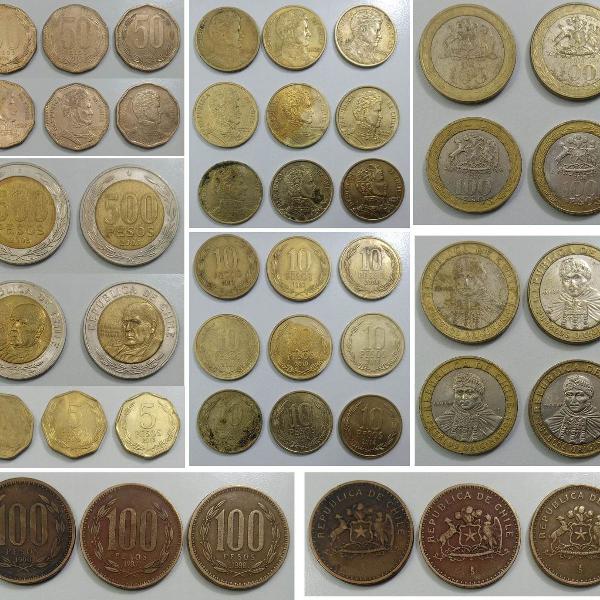 coleção moedas antigas do chile - diversas - peso chileno