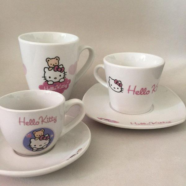 kit café da manhã canecas hello kitty