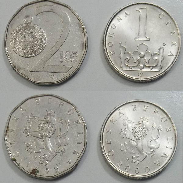 moedas antigas da republica tcheca - coroa checa 1993 / 2000