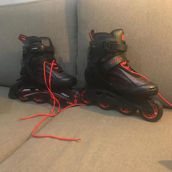 patins new magma oxer - vermelho/preto + acessórios