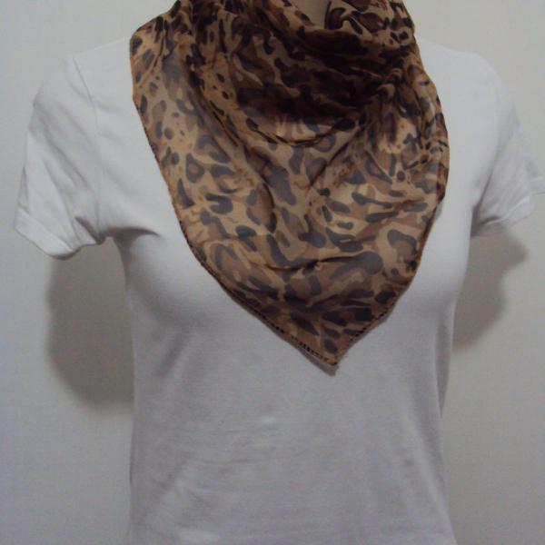Lenço Chifom Seda Leopardo