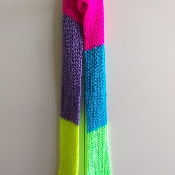 cachecol colorido arco-íris neon lã