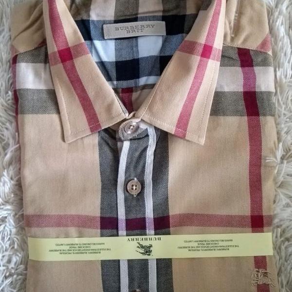 camisa social burberry bege original importado tam m