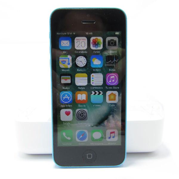 iphone 5c azul 8gb desbloqueado c/ caixa e cabo usb