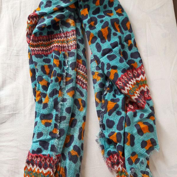 lenço algodão estampado zara