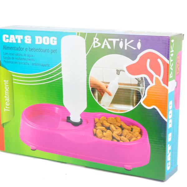 Alimentador e bebedouro Duplo Pet Dog ou Cat Batiki