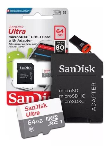 Cartão Sd 64gb Sandisk Classe 10 Ultra + Adaptador Pendrive