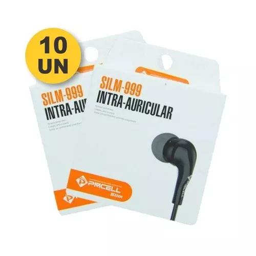 Kit 10 Fone Fo11 Slim-999 Pmcell Atacado Intra Auricular