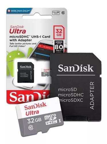 Micro Sd 32gb Sdhc 80mbs C/ 10 Sandisk Original S/