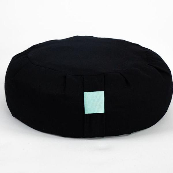 almofada de meditação (zafu) preta com casca de trigo