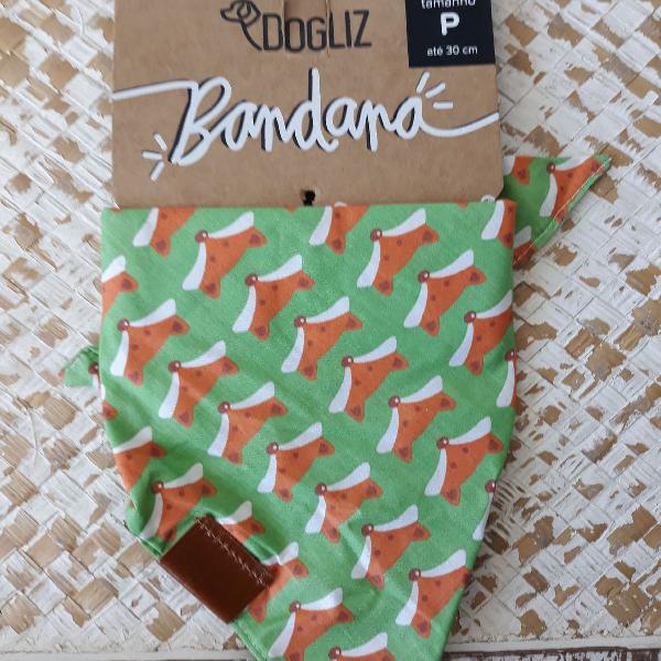 bandana para pet verde estampa raposa dogliz