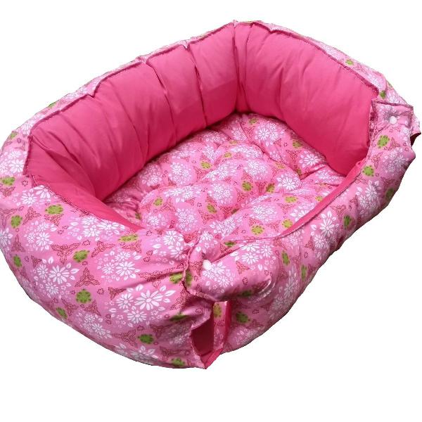 cama oval com ziper floral rosa bijucão - m