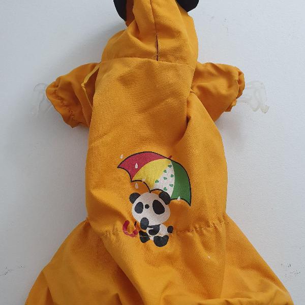 capa de chuva de panda com capuz para cachorro