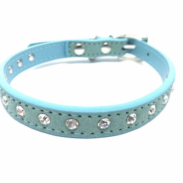 coleira para cachorros com strass azul p