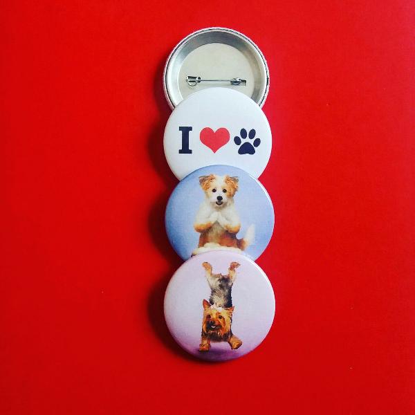 kit (3) bottons: amo cachorros