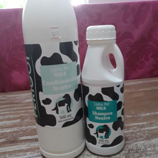 kit shampoo neutro + condicionador neutro linha pet milk