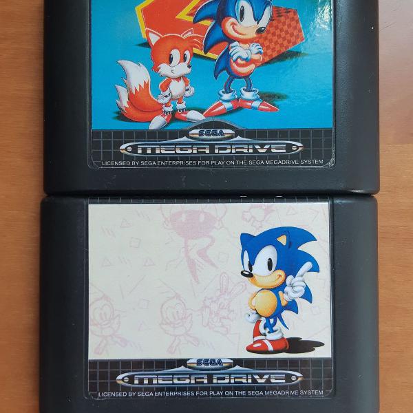 sonic 1 e 2 mega drive - originais