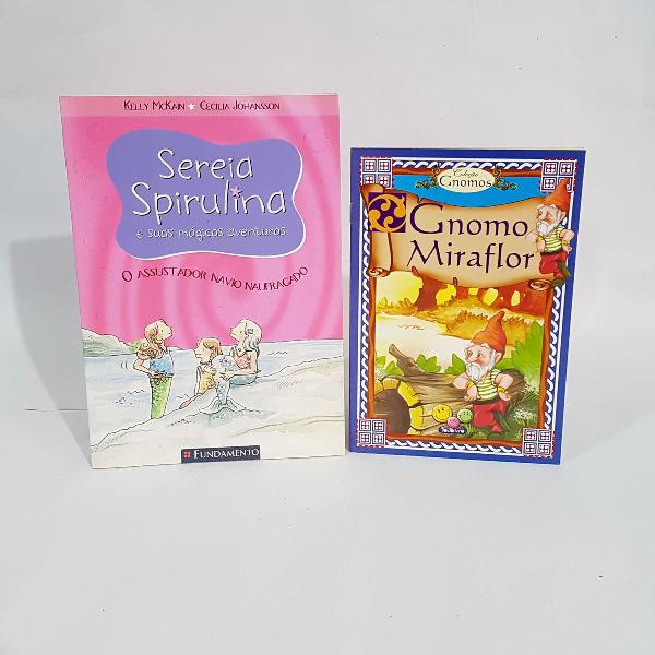 2 livros infantis: sereia spirulina e gnomo miraflor