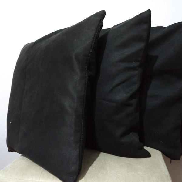 4 capas de almofada em suede pretas