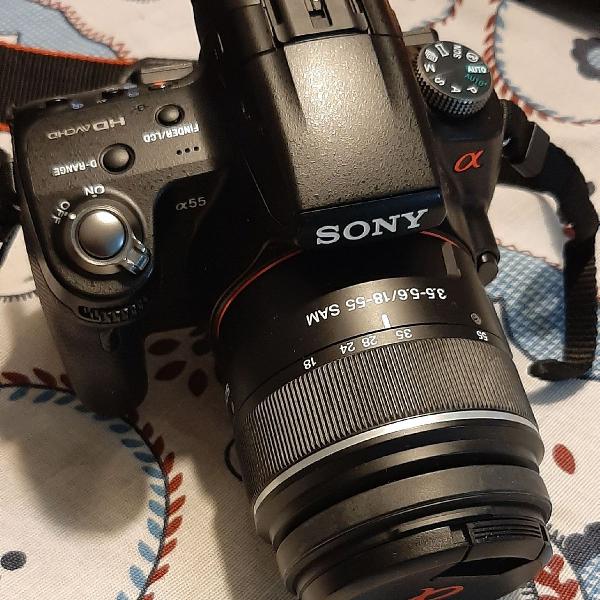Câmera Sony Alfa 55 + 2 Lentes + Bolsa de couro