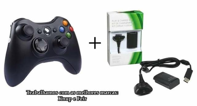 Controle sem fio para xbox 360 e bateria com carregador