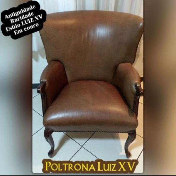 Poltrona Luiz XV em Couro Belíssima (Vintage)