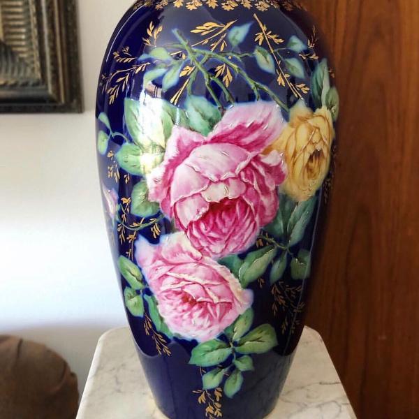 antigo grande vaso limoges assinado