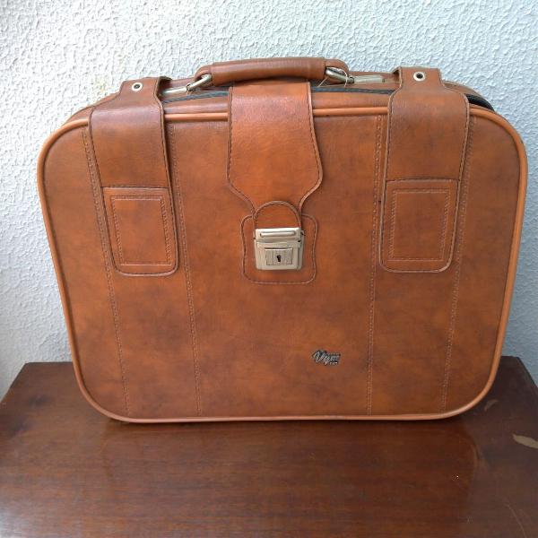 mala vintage couro tam p