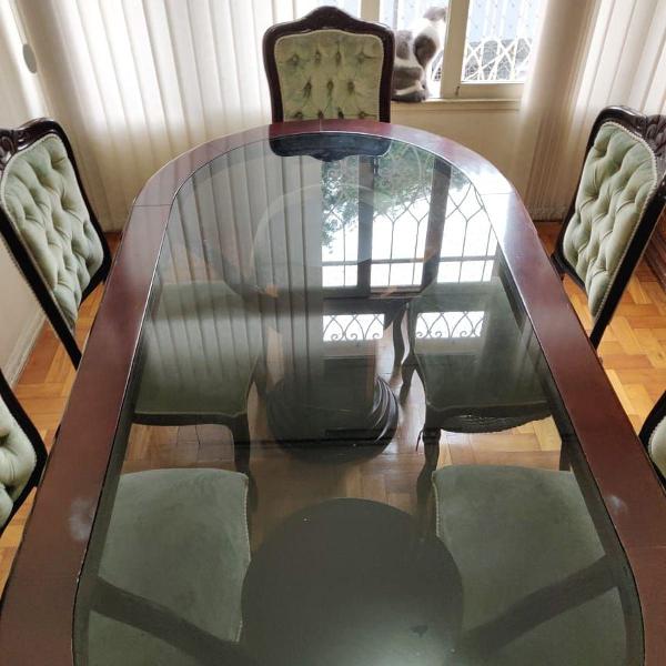 mesa de jantar oval com 6 cadeiras