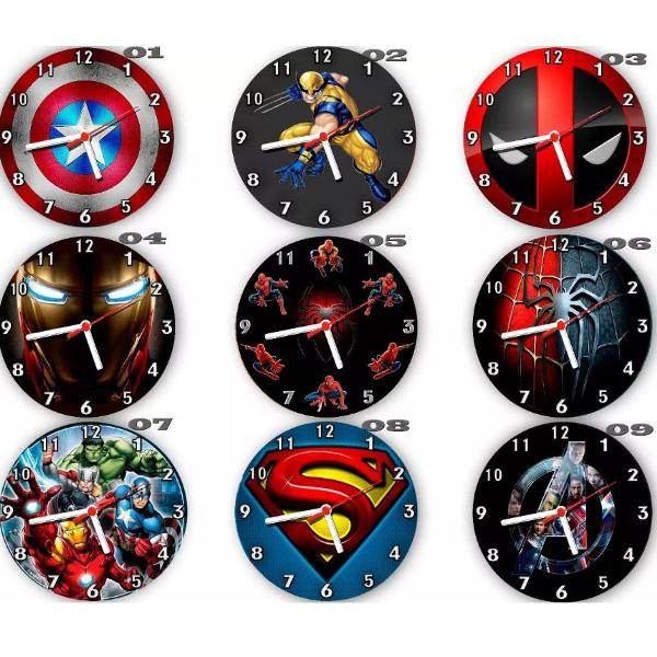 relógios parede super heróis marvel dc vários modelos 24