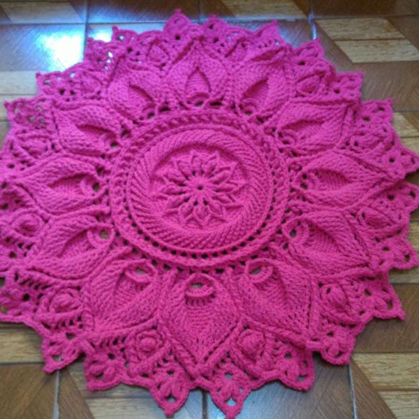 tapete decorativo rosa croche