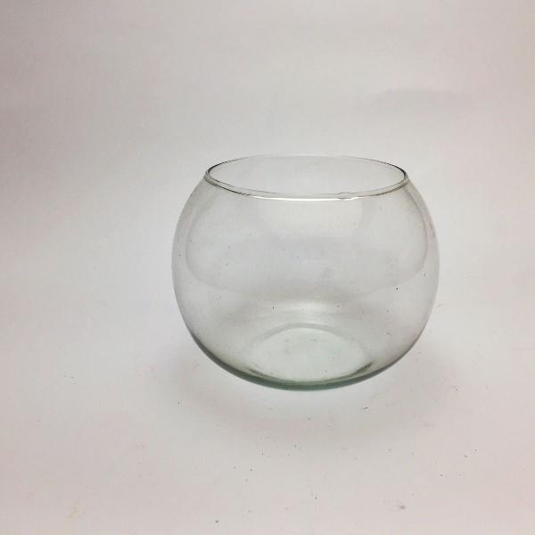 vaso redondo de vidro tranparente