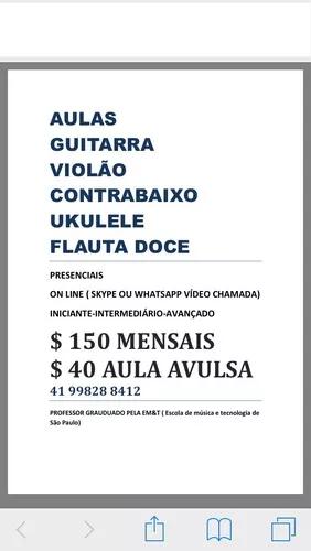 Aulas De Guitarra/violão/ukulele/contrabaixo