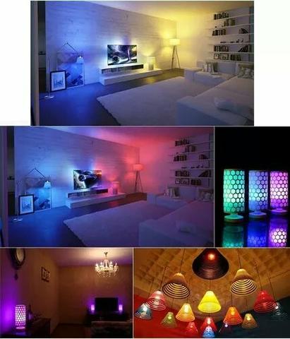 Lâmpada Led Bulbo Rgb 5w E27 Bivolt Colorida Controle