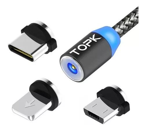 Cabo Magnético Topk Micro Usb V8 Type C Android Ou iPhone