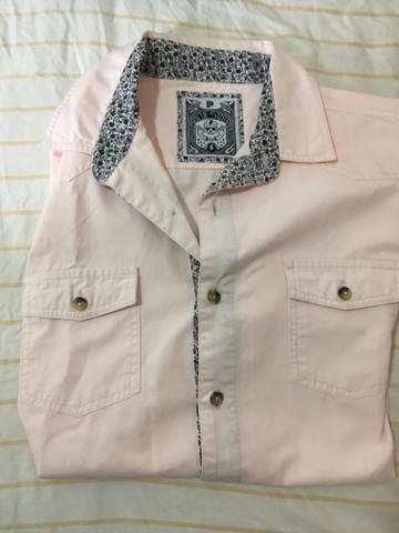 Camisa social com bolsos rosa Renner