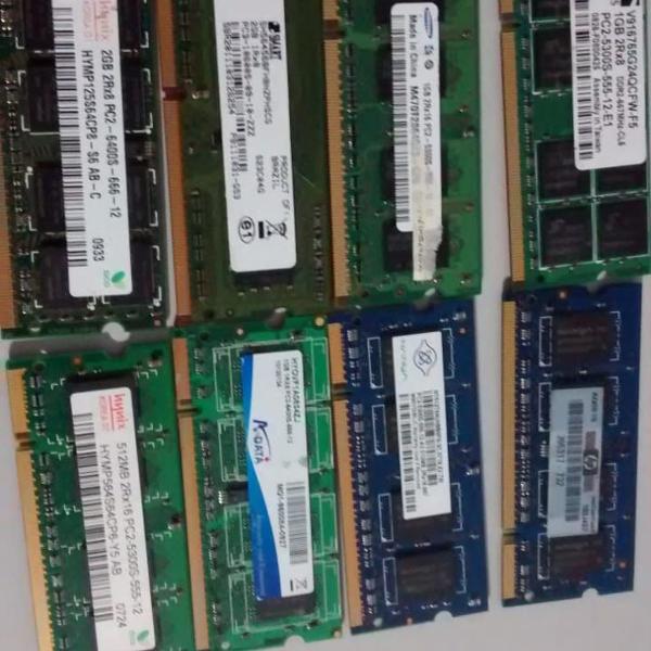 lote de memorias de 1 e 512giga