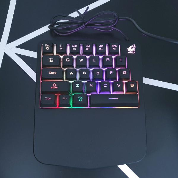 teclado gamer rgb wolf pro uma mão windows android ios à