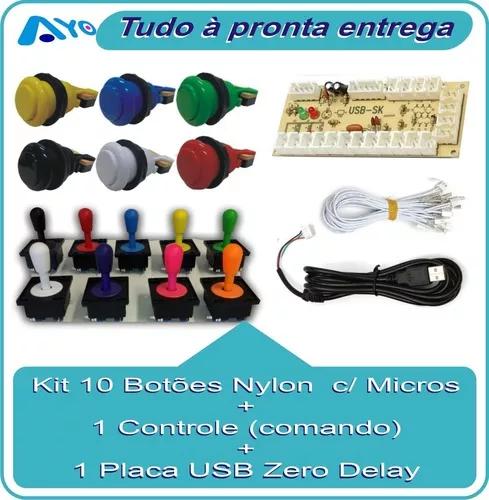1 Placa Zero Delay + 10 Botões Nylon +1 Controle C/ Micros