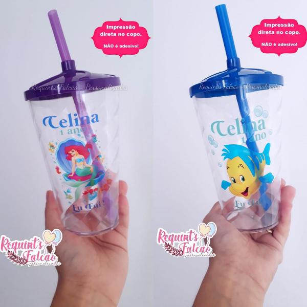 20 copos pequena sereia twister 500ml personalizado