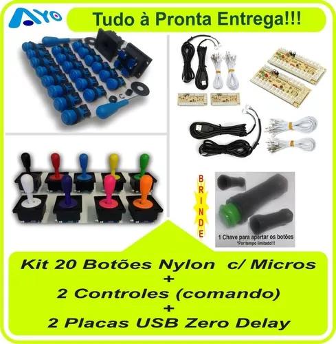 Kit 60 Botões Arcade + 6 Controles + 6 Placas Zero Delay