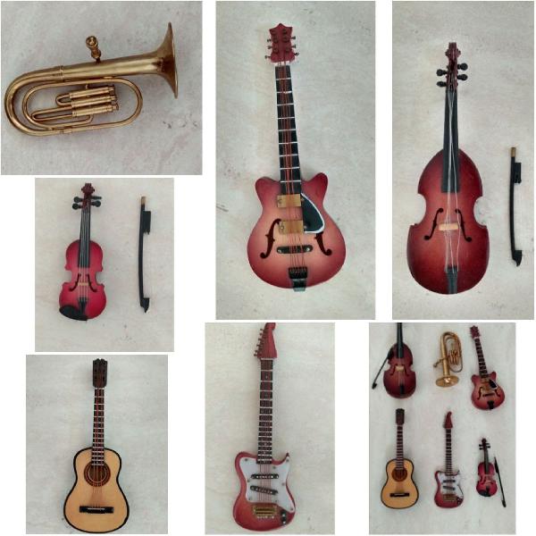 kit miniatura de instrumentos músicais