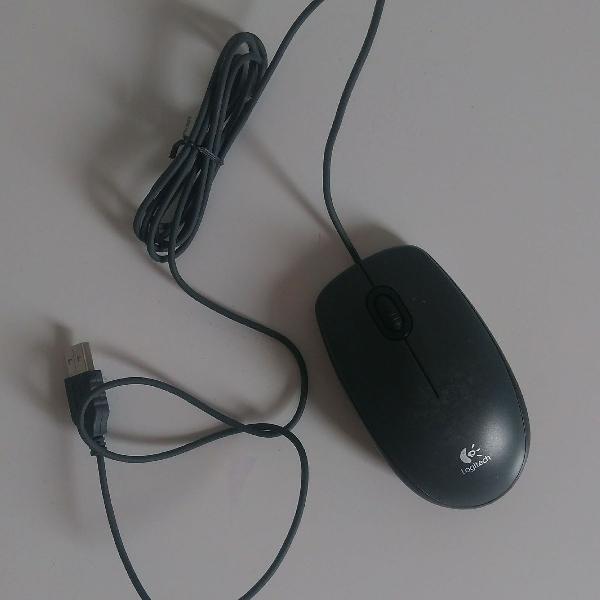 mouse com cabo cinza