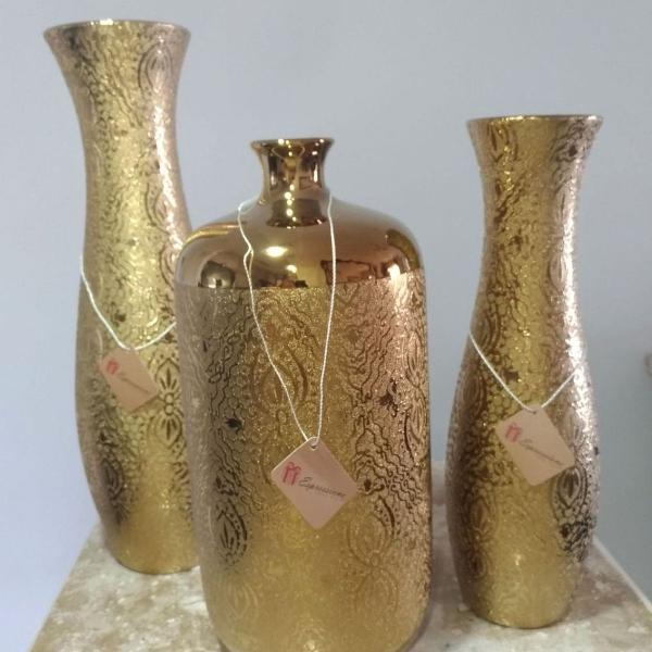 trio de vasos ouro