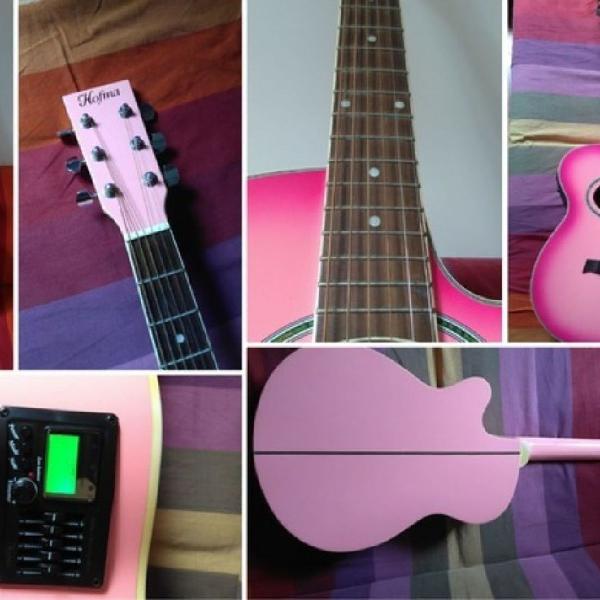 violão elétrico aço hofma ye231 rosa
